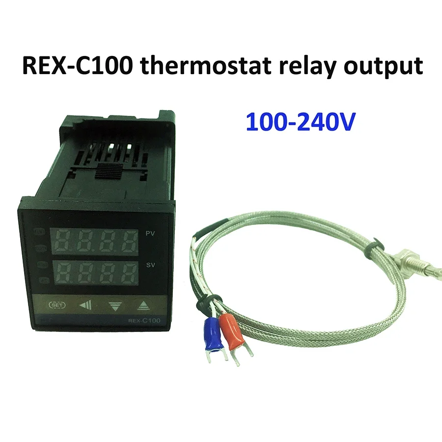 REX-C100 digital temperature controller thermostat relay output + K type thermocouple sensor 48 x 48