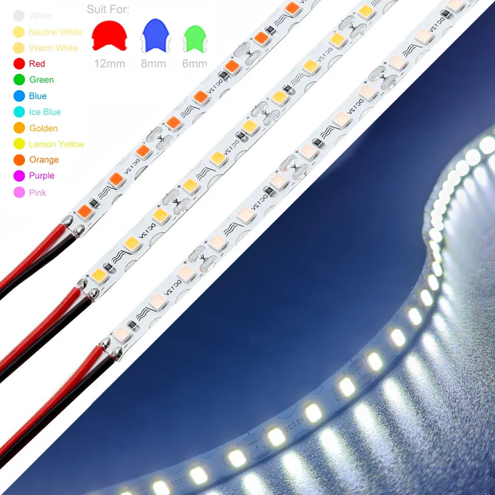 DC12V 6mm S Shape Led Strip Tape Light 2835SMD 120LED/m for Neon Sign Letter Flexible Foldable String Lamp 1-10m 20m 50m