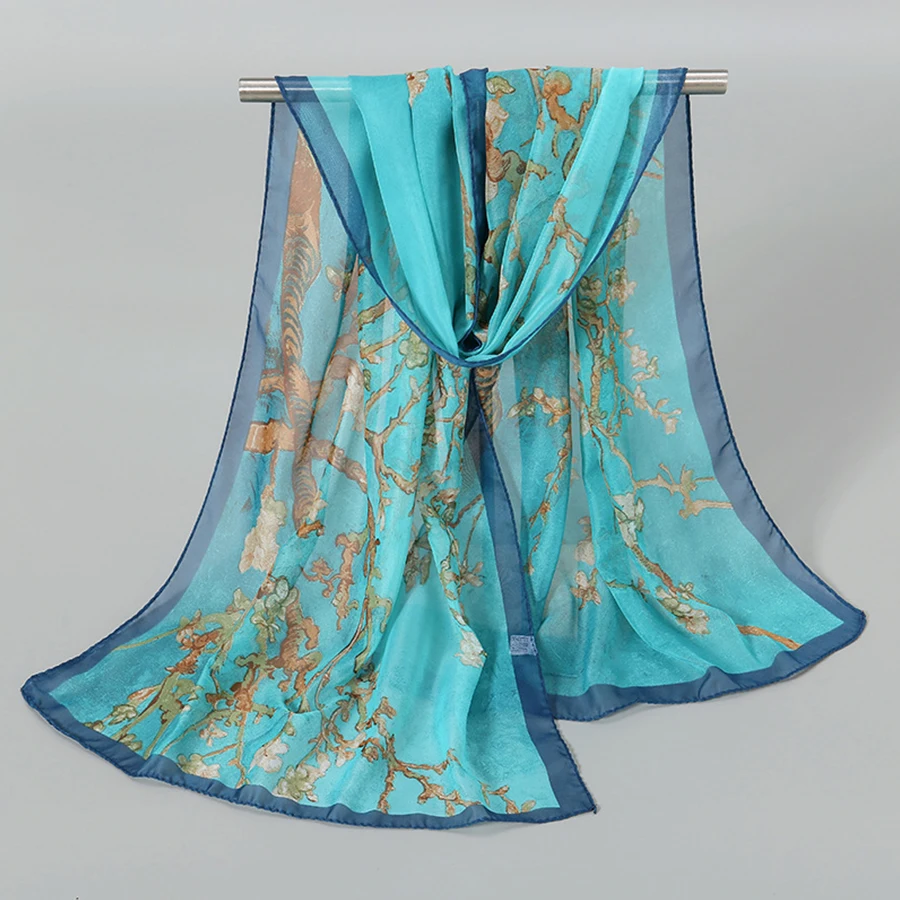 Plum Blossom Pattern Simulation Silk Scarf