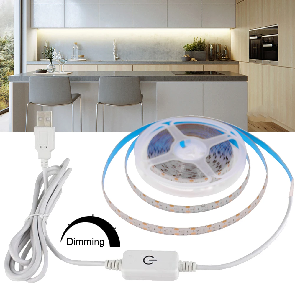 DC5V USB LED Strip 2835 Dimmable Touch Switch Backlight TV Kitchen Strip