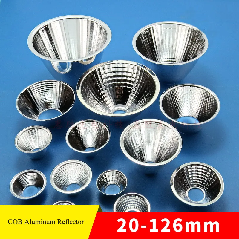 Optical LED Aluminium Reflector Cup for COB Lamp Bead 20-126mm 15-120 Degree