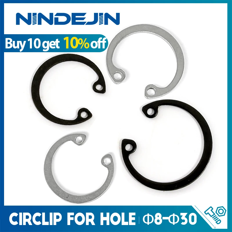 NINDEJIN C-Type Internal Circlip Retaining Rings — Stainless DIN472 (5–50pcs)