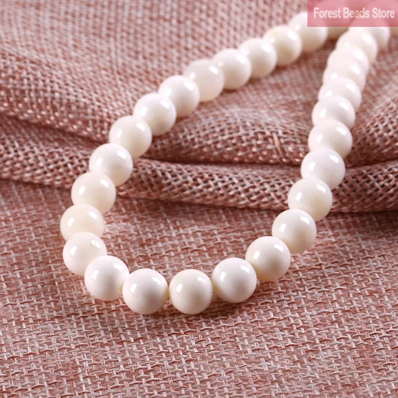 White Chalcedony Natural Stone Round Beads for Jewelry Making (4–14mm)