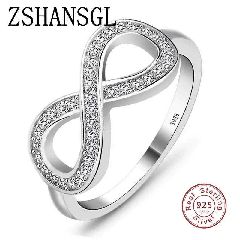 925 Sterling Silver Infinity Love Zircon Ring for Women