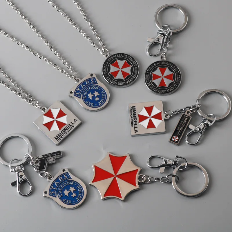 New Umbrella Keychain Pendant Raccoon Logo Pendant Necklace Keychain Metal Clothing Accessories 2024